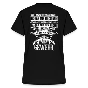 Sportschießen/Gewehr/Sportschütze/Schießen/Schütze - Frauen-T-Shirt mit V-Ausschnitt - Schwarz - Hinten - Zoe (177cm)