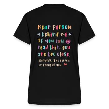 Liebe Person hinter mir - Frauen-T-Shirt mit V-Ausschnitt - Schwarz - Hinten - Zoe (177cm)