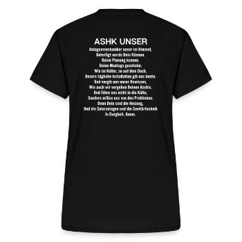 Anlagenmechaniker Klempner Sanitär Heizung Klima - Frauen-T-Shirt mit V-Ausschnitt - Schwarz - Hinten - Zoe (177cm)