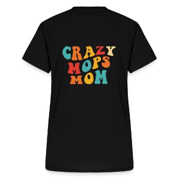Crazy Pug Mom - Gift for Mistress - Women's V-neck T-shirt - black - Back - Zoe (177cm)
