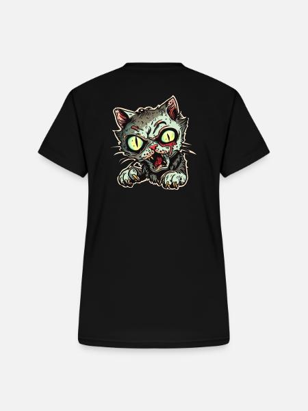 Hungry Cat -Mieze ist hungrig - Frauen-T-Shirt mit V-Ausschnitt - Schwarz