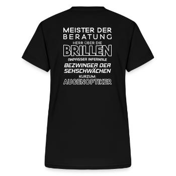 Augenoptiker/Augenoptikerin/Optiker/Optikerin - Frauen-T-Shirt mit V-Ausschnitt - Schwarz - Hinten - Zoe (177cm)