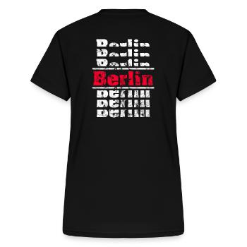 Berlin Retro Haupstadt Design - Frauen-T-Shirt mit V-Ausschnitt - Schwarz - Hinten - Zoe (177cm)