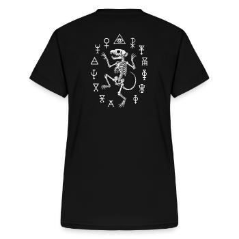 Dancing Rat Skeleton - Alchemie Symbole - Tanzende - Frauen-T-Shirt mit V-Ausschnitt - Schwarz - Hinten - Zoe (177cm)