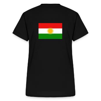 Kurdische Flagge Rücken - Frauen-T-Shirt mit V-Ausschnitt - Schwarz - Hinten - Zoe (177cm)