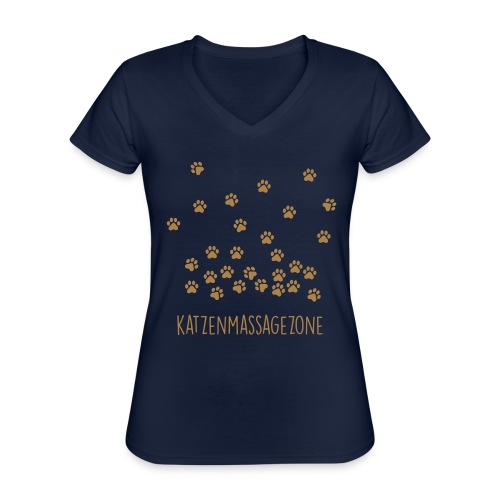 Vorschau: Katzen Massage Zone - Klassisches Frauen-T-Shirt mit V-Ausschnitt