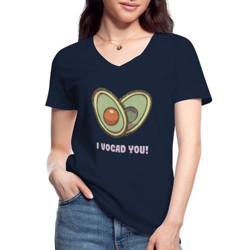 Avocado Liebe - Klasyczna koszulka damska z dekoltem w serek