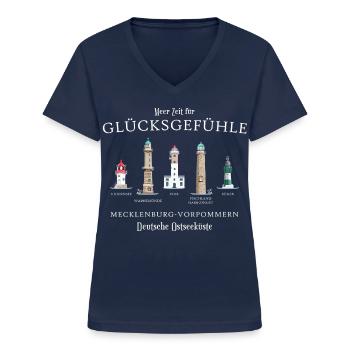 Ostsee Mecklenburg- Vorpommern, Deutschland - Frauen-T-Shirt mit V-Ausschnitt - Navy - Vorne - Lela (165cm)