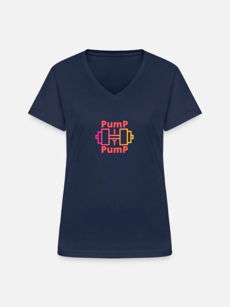 Pump it Pump - Frauen-T-Shirt mit V-Ausschnitt - Navy