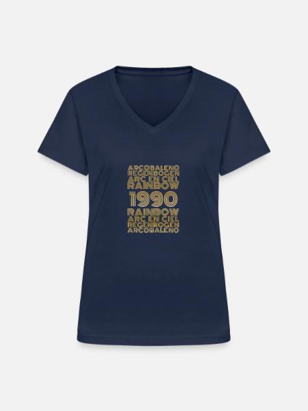 1990 - Frauen-T-Shirt mit V-Ausschnitt - Navy
