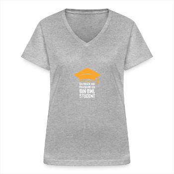 BWL Student Abschluss Bachelor Geschenk - Frauen-T-Shirt mit V-Ausschnitt - Grau meliert - Vorne - Lela (165cm)