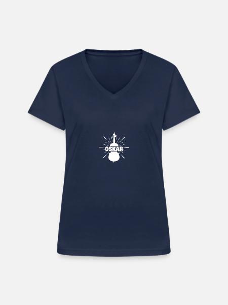 Vorname Oskar - Frauen-T-Shirt mit V-Ausschnitt - Navy