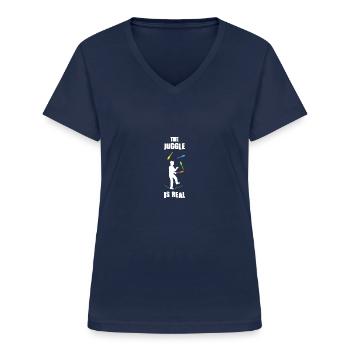 Artiste de Cirque Jongleur Cadeau - T-shirt col V Femme - marine - Devant - Lela (165cm)