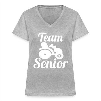 Team Senior - Frauen-T-Shirt mit V-Ausschnitt - Grau meliert - Vorne - Lela (165cm)