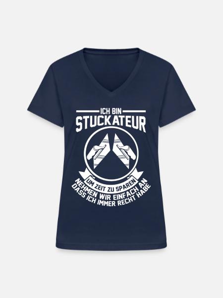 Verputzer Stuckateur - Frauen-T-Shirt mit V-Ausschnitt - Navy