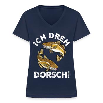 Angeln Angler Dorsch Fischer - Frauen-T-Shirt mit V-Ausschnitt - Navy - Vorne - Lela (165cm)