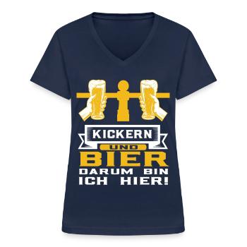 Tischkicker Kickern und Bier - Frauen-T-Shirt mit V-Ausschnitt - Navy - Vorne - Lela (165cm)