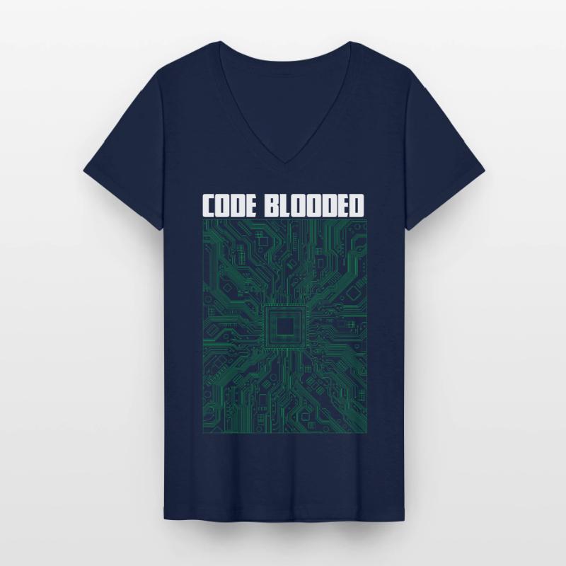 Code blooded Frauen-T-Shirt mit V-Ausschnitt