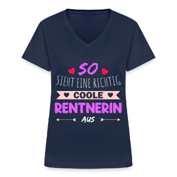 So sieht eine richtig coole Rentnerin aus Rente - Frauen-T-Shirt mit V-Ausschnitt - Navy - Vorne - Lela (165cm)