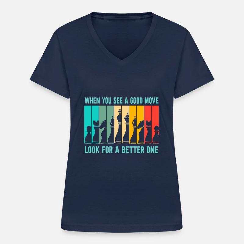 Ajedrez Búsqueda de un mejor movimiento - Camiseta de mujer con cuello de pico - azul marino