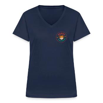 Pippi Langstrumpf Rundes Logo - Frauen-T-Shirt mit V-Ausschnitt - Navy - Vorne - Lela (165cm)