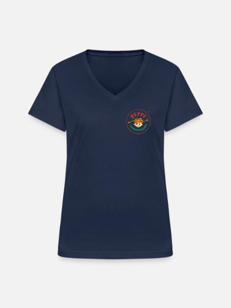 Pippi Langstrumpf Rundes Logo - Frauen-T-Shirt mit V-Ausschnitt - Navy