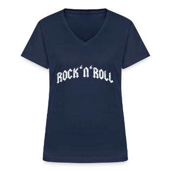 Rock and Roll - Frauen-T-Shirt mit V-Ausschnitt - Navy - Vorne - Lela (165cm)