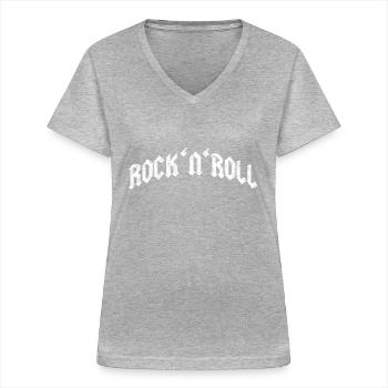 Rock and Roll - Frauen-T-Shirt mit V-Ausschnitt - Grau meliert - Vorne - Lela (165cm)