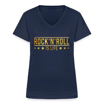 Rock n Roll - Maglietta da donna con scollo a V - navy - Fronte - Lela (165cm)