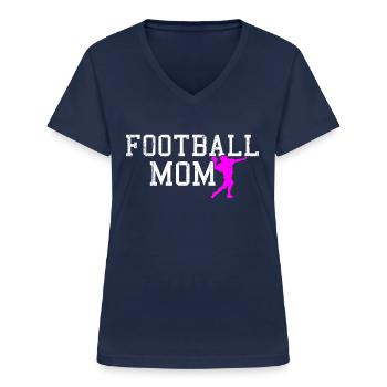football mom - Frauen-T-Shirt mit V-Ausschnitt - Navy - Vorne - Lela (165cm)