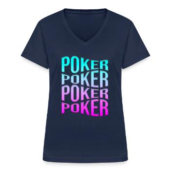 poker - Women's V-neck T-shirt - navy - Front - Lela (165cm)