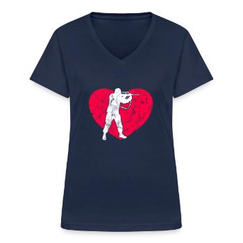 Soldat - T-shirt col V Femme - marine - Devant - Lela (165cm)