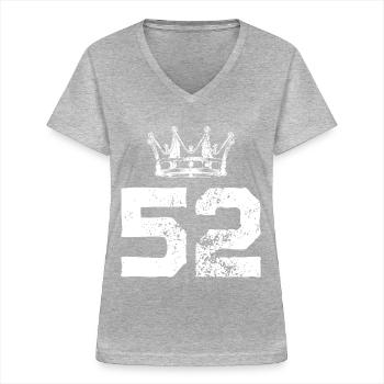 52 Couronne numérique - T-shirt col V Femme - gris chiné - Devant - Lela (165cm)