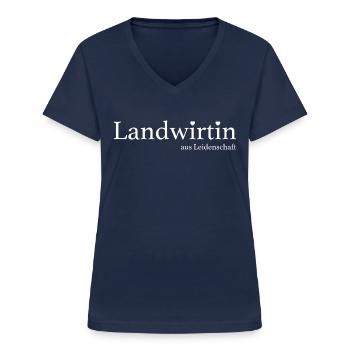 Landwirtin aus Leidenschaft - Frauen-T-Shirt mit V-Ausschnitt - Navy - Vorne - Lela (165cm)