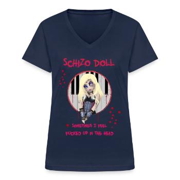 Hella von LORDI - Frauen-T-Shirt mit V-Ausschnitt - Navy - Vorne - Lela (165cm)