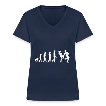 évolution country dance - T-shirt col V Femme - marine - Devant - Lela (165cm)