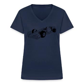 Formule voiture transparente - T-shirt col V Femme - marine - Devant - Lela (165cm)