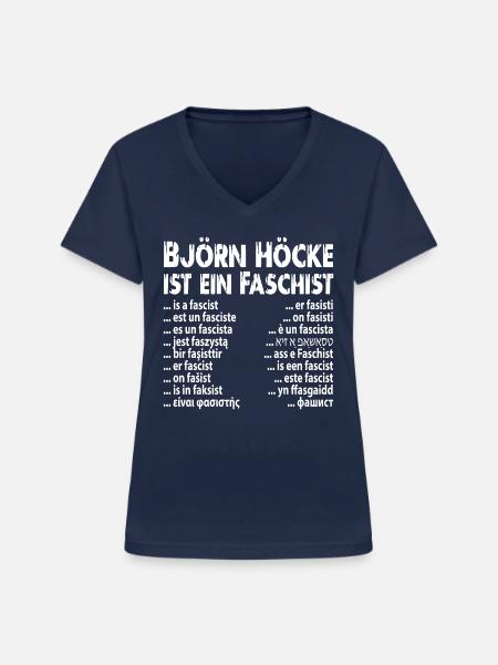 Faschist Björn Höcke - Frauen-T-Shirt mit V-Ausschnitt - Navy
