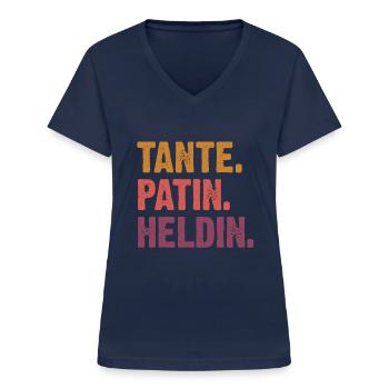 Tante Patin Heldin - Frauen-T-Shirt mit V-Ausschnitt - Navy - Vorne - Lela (165cm)