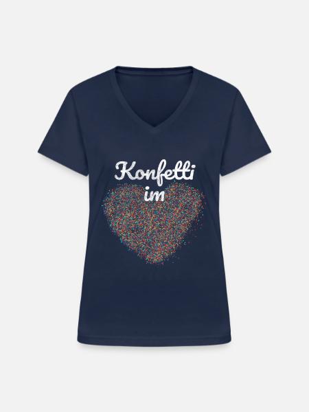 Konfetti im Herz - Frauen-T-Shirt mit V-Ausschnitt - Navy