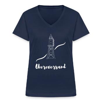 Leuchtturm Obereversand Dorum Neufeld - Frauen-T-Shirt mit V-Ausschnitt - Navy - Vorne - Lela (165cm)
