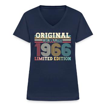 Original 1966 Jahrgang 1966 Geburtstag 1966 - Frauen-T-Shirt mit V-Ausschnitt - Navy - Vorne - Lela (165cm)