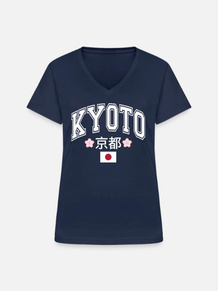 Kyoto - Frauen-T-Shirt mit V-Ausschnitt - Navy