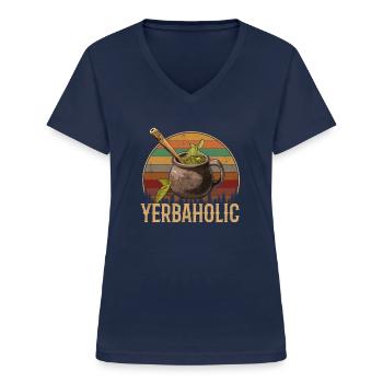 Yerba Mate argentina - Frauen-T-Shirt mit V-Ausschnitt - Navy - Vorne - Lela (165cm)