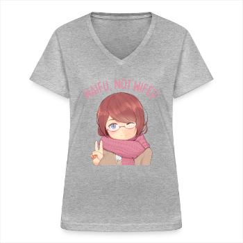 Funny Waifu Not Wifeu - Women's V-neck T-shirt - sports grey - Front - Lela (165cm)