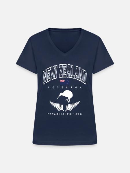 Neuseeland - Frauen-T-Shirt mit V-Ausschnitt - Navy