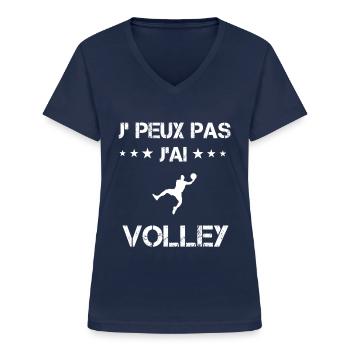 Je peux pas j'ai volley cadeau volleyeur - T-shirt col V Femme - marine - Devant - Lela (165cm)