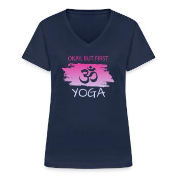 Yoga - Frauen-T-Shirt mit V-Ausschnitt - Navy - Vorne - Lela (165cm)