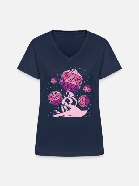 Fantasy Dice - Frauen-T-Shirt mit V-Ausschnitt - Navy