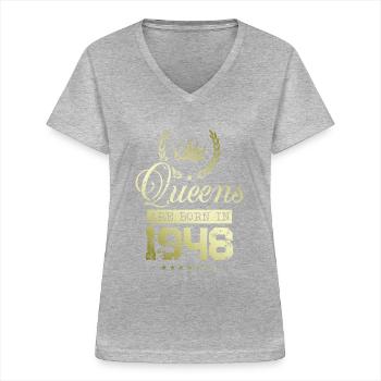Queens born in 1948 - Women's V-neck T-shirt - sports grey - Front - Lela (165cm)